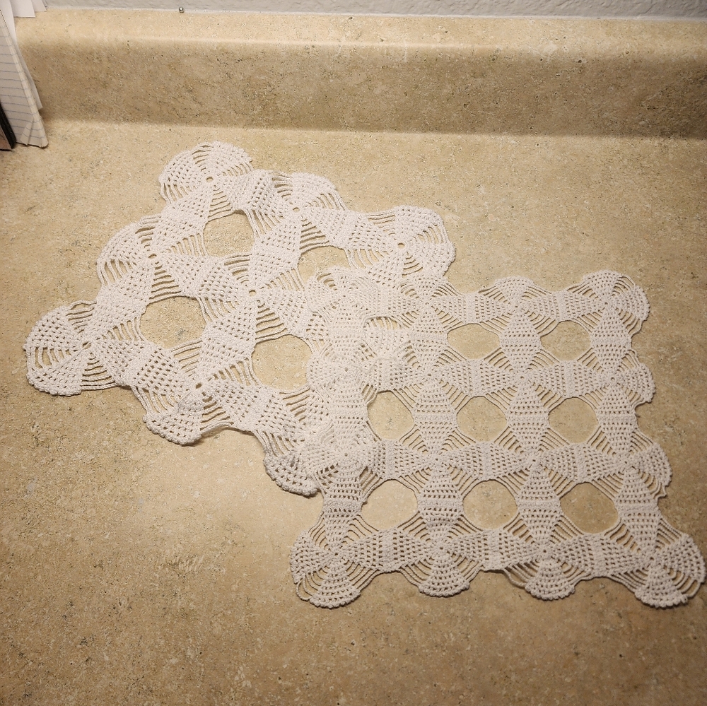 Crochet White Handmade Doilys Set Of Two